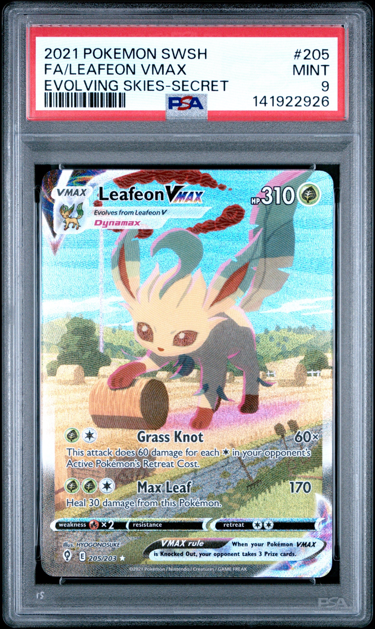 2021 Pokemon Leafeon VMAX Evolving Skies PSA 9